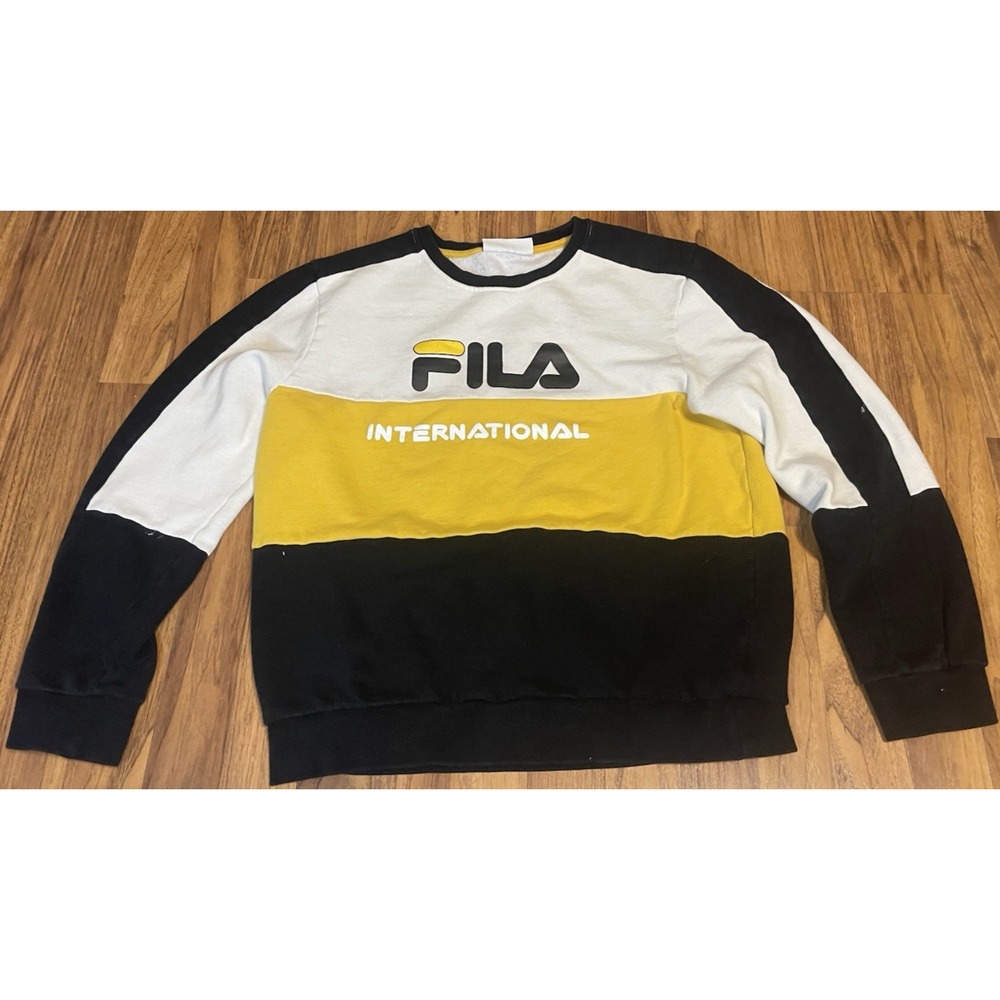 FILA Sweatshirt Mens Medium Multicolor Fleece Pullover Crewneck International